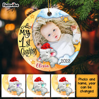 Personalized Baby's First Christmas Elephant Photo Circle Ornament OB33 23O28 thumb 1