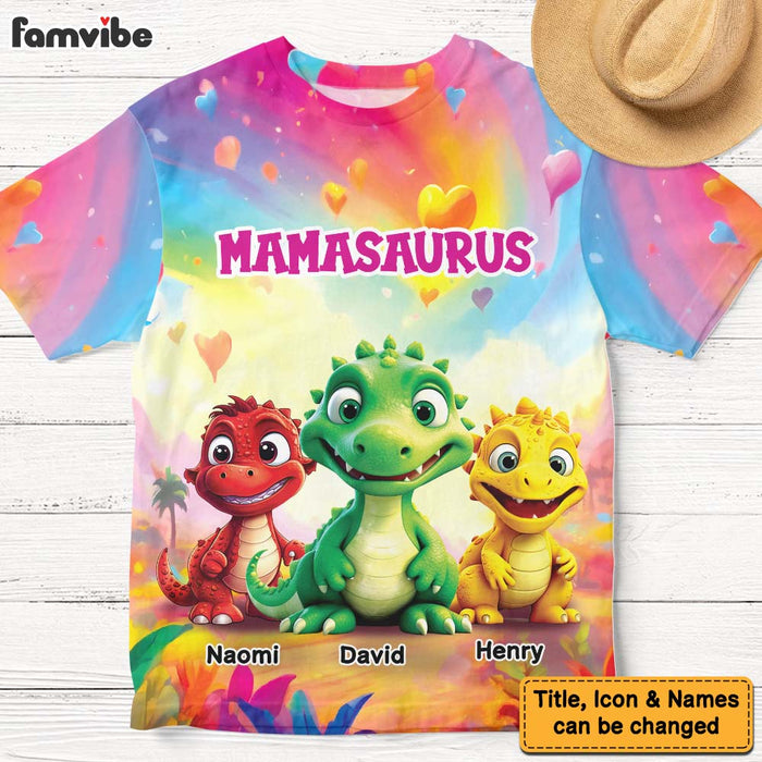 Personalized Gift for Grandma Mamasaurus Cute Dinosaur All-over Print T-shirt 32569 1