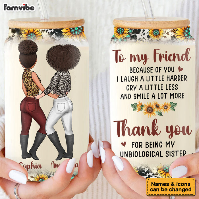 Personalized Gift For Friend Thank You For Being My Unbiologial Sister Glass Can 32275 1