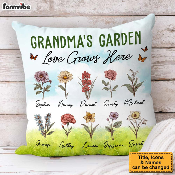 Personalized Gift For Grandma Garden Love Grow Here Pillow 31396 1