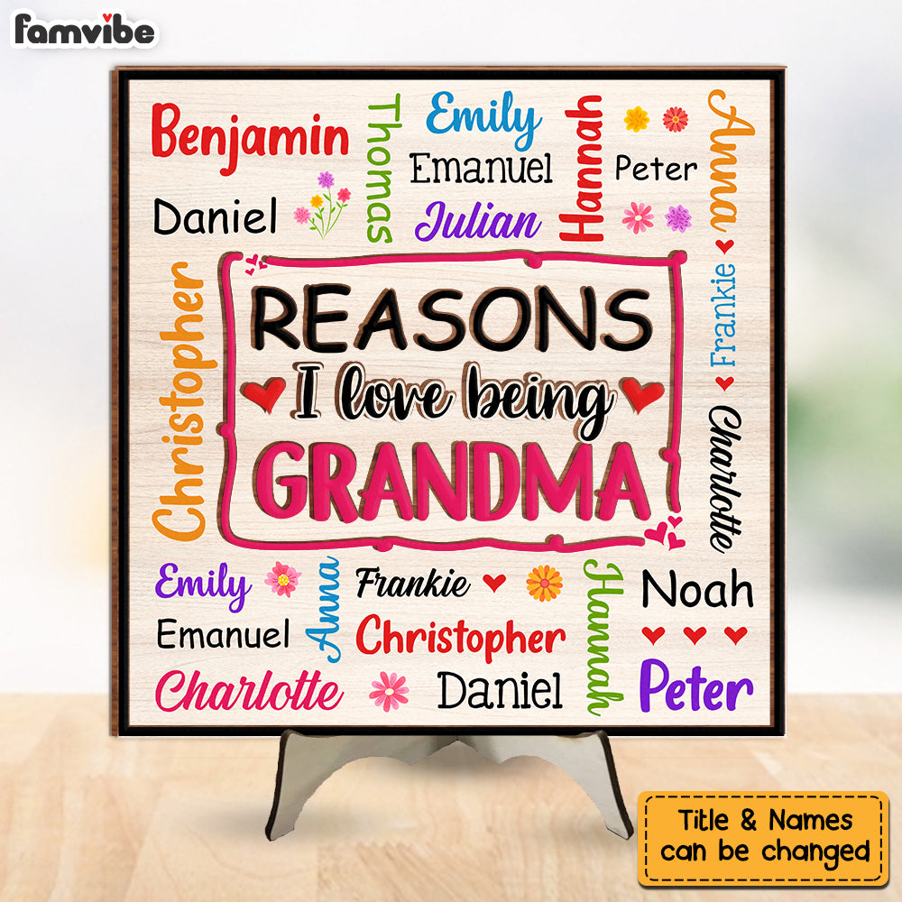 Personalized Gift For Grandma Names Word Art 2 Layered Separate Wooden Plaque 32081