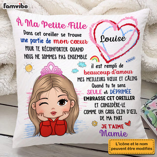 Personalized Gift For Granddaughter French Petite Fille Pillow 30110
