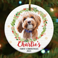 Personalized Dog Christmas Wreath Circle Ornament OB273 81O57 thumb 1