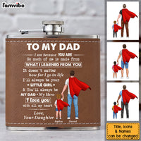 Personalized Gift For Dad I Am Because Of You Leather Hip Flask 32274 thumb 1