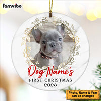 Personalized First Christmas Dog  Circle Ornament NB122 67O53 thumb 1
