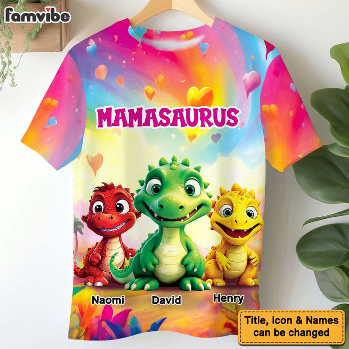 Personalized Gift for Grandma Mamasaurus Cute Dinosaur All-over Print T-shirt 32569 1