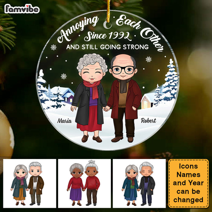 Personalized Gift For Old Couple Annoying Each Other Circle Ornament 28647 1