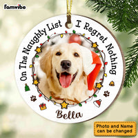 Personalized Gift For Dog Lovers On The Naughty List Upload Photo Circle Ornament 28661 thumb 1