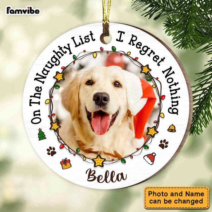 Personalized Gift For Dog Lovers On The Naughty List Upload Photo Circle Ornament 28661 1