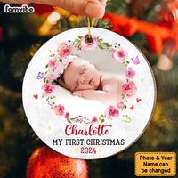 Personalized Baby's First Christmas Elephant Circle Ornament OB72 30O47 thumb 1