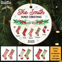 Personalized Hanging Stockings Family Christmas Circle Ornament 29012 thumb 1