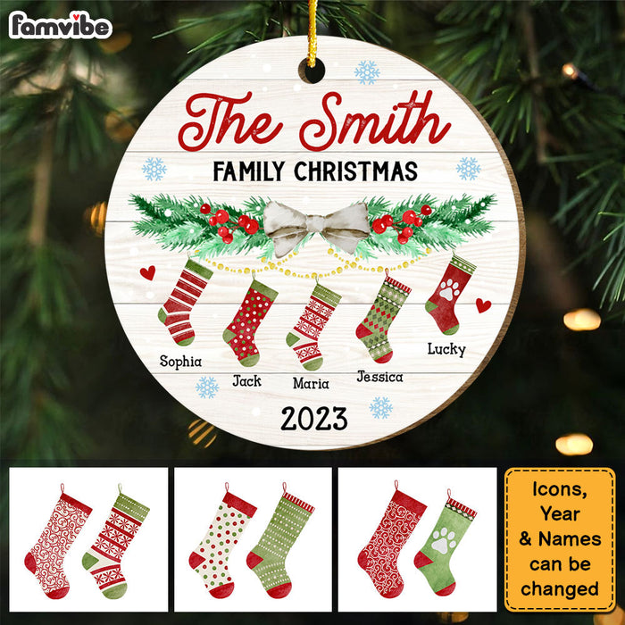 Personalized Hanging Stockings Family Christmas Circle Ornament 29012 1