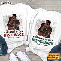 Personalized Gift for Couple Anniversary Her Strength His Peace Couple T Shirt 27092 thumb 1