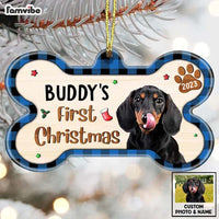 Personalized Dog Photo First Christmas Bone Ornament NB131 95O57 thumb 1