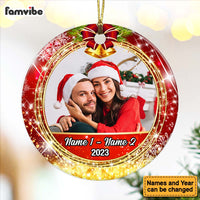 Personalized Couple Photo Christmas Circle Ornament NB132 81O47 thumb 1