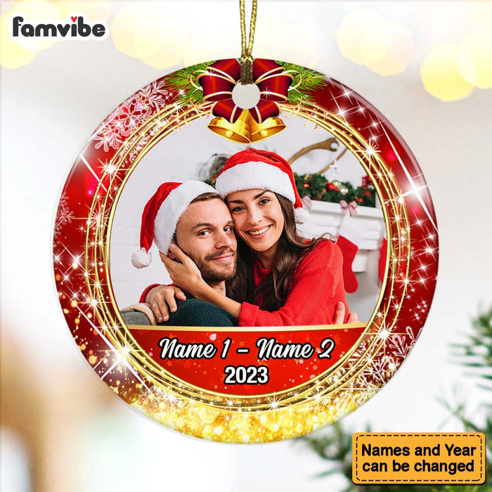 Personalized Couple Photo Christmas Circle Ornament NB132 81O47 1