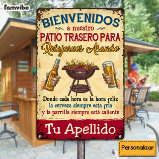 Personalized Family Backyard Spanish Patio Metal Sign DB316 95O53
