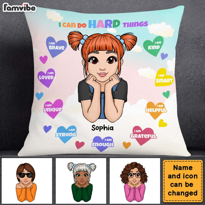 Personalized Affirmation Gift For Granddaughter I Can Do Hard Things Pillow 25888 1