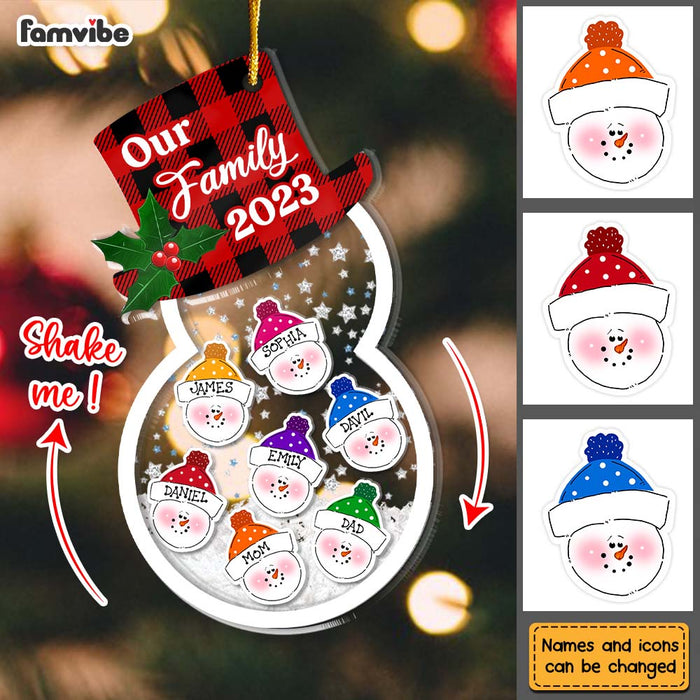 Personalized Christmas Gift For Family Snowman 5 Layered Shaker Ornament 29711 1