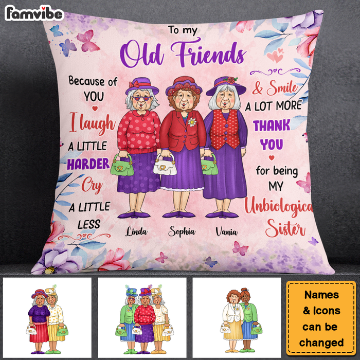 Personalized Gift For Old Friend Thank You For Being My Unbiological Sister Pillow 26450 1