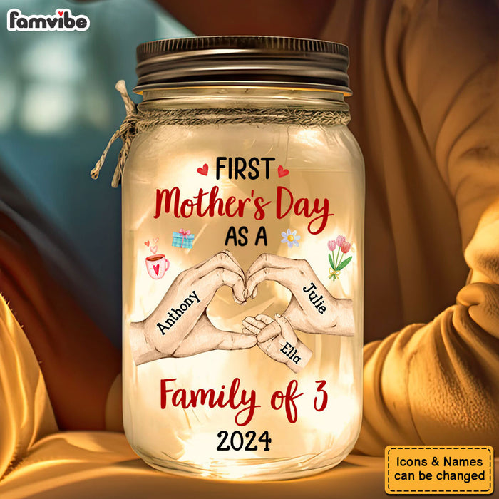 Personalized Gift For Family First Mother's Day Mason Jar Light 32232 1