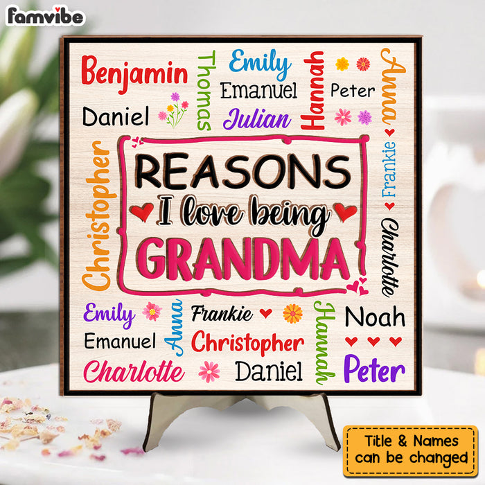 Personalized Gift For Grandma Names Word Art 2 Layered Separate Wooden Plaque 32081 1