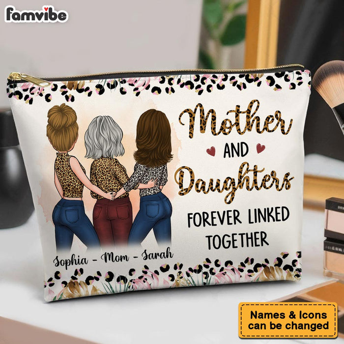 Personalized Gift For Mother And Daughter Forever Linked Together Cosmetic Bag 32200 1