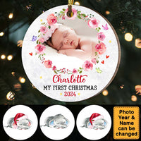 Personalized Baby's First Christmas Elephant Circle Ornament OB72 30O47 thumb 1