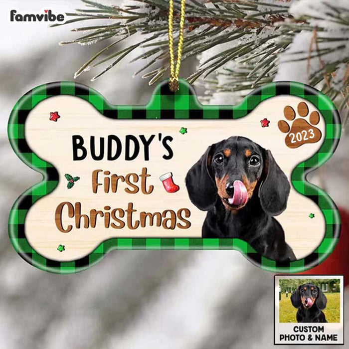 Personalized Dog Photo First Christmas Bone Ornament NB131 95O57 1