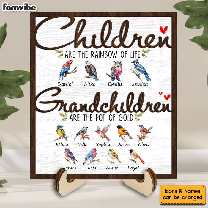 Personalized Gift For Grandma Watercolor Birds 2 Layered Wooden Plaque 32113 1
