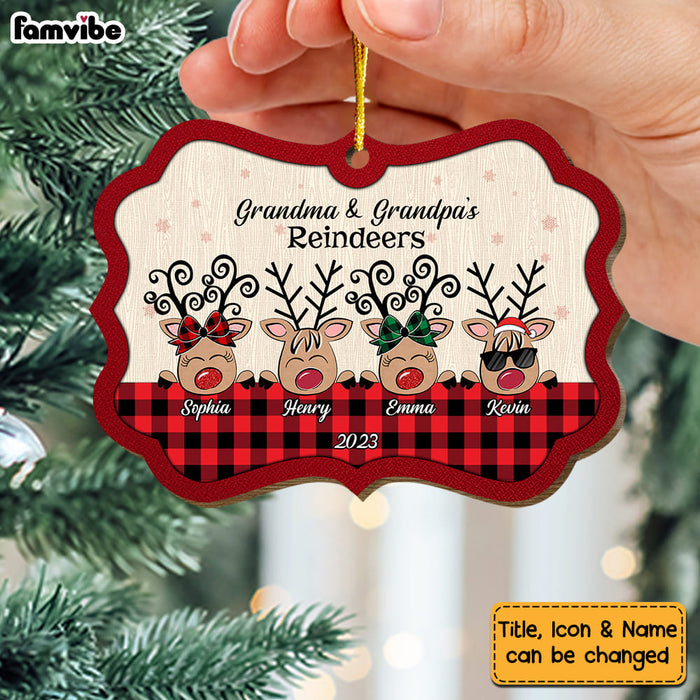 Personalized Grandma & Grandpa's Reindeer Family Christmas Benelux Ornament OB61 58O53 1