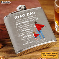 Personalized Gift For Dad I Am Because Of You Leather Hip Flask 32274 thumb 1