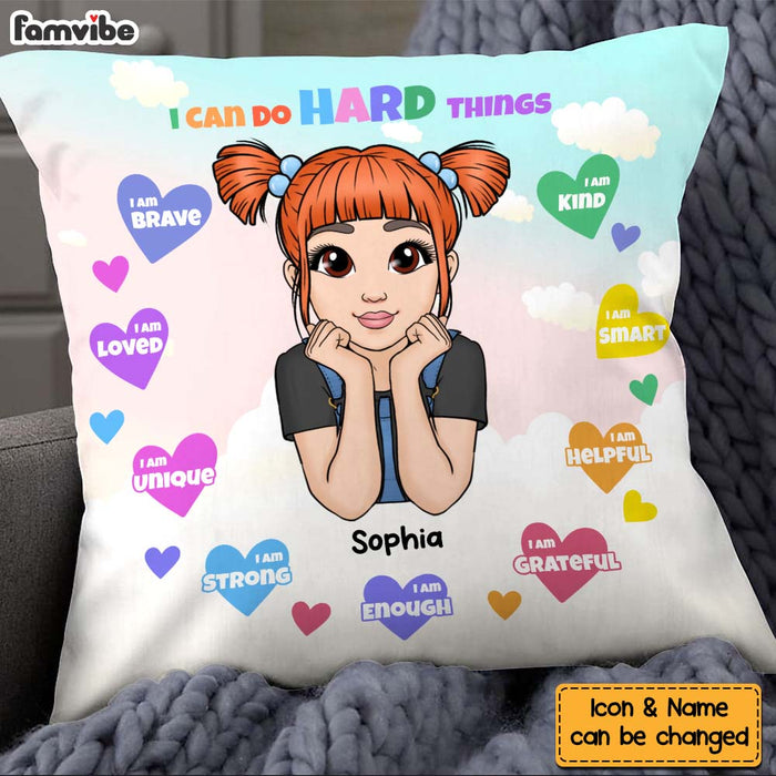 Personalized Affirmation Gift For Granddaughter I Can Do Hard Things Pillow 25888 1