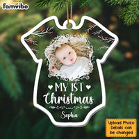 Personalized  Upload Photo Baby Onesie Shape My 1st Christmas Ornament 28025 thumb 1