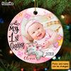 Personalized Pink Baby's First Christmas Elephant For Girl Circle Ornament OB291 58O28 1