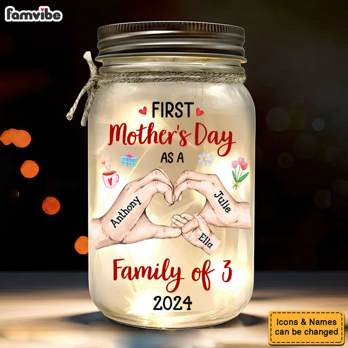 Personalized Gift For Family First Mother's Day Mason Jar Light 32232 1