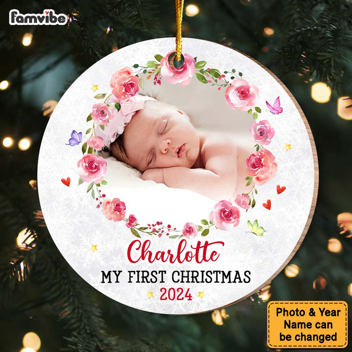 Personalized Baby's First Christmas Elephant Circle Ornament OB72 30O47 1
