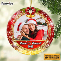 Personalized Couple Photo Christmas Circle Ornament NB132 81O47 thumb 1