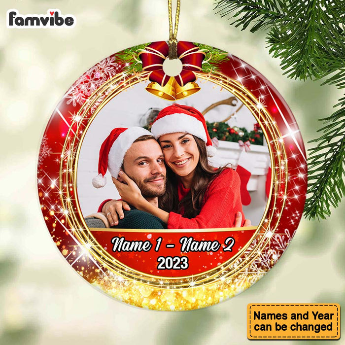 Personalized Couple Photo Christmas Circle Ornament NB132 81O47 1