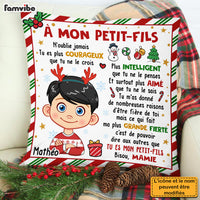 Personalized French Christmas Gift For Grandson À Mon Petit-fils Pillow 30447 thumb 1