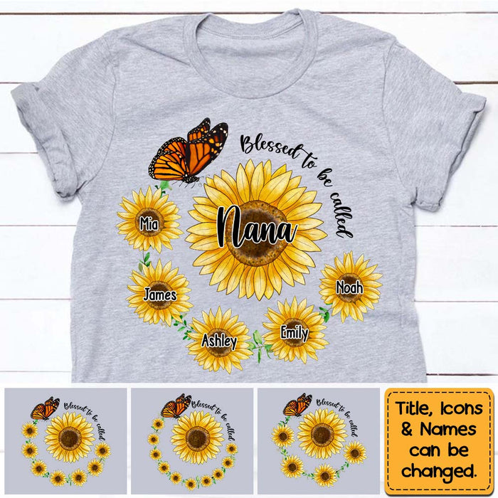 Personalized Sunflower Blessed To Be Called Grandma Shirt - Hoodie - Sweatshirt 24671 1