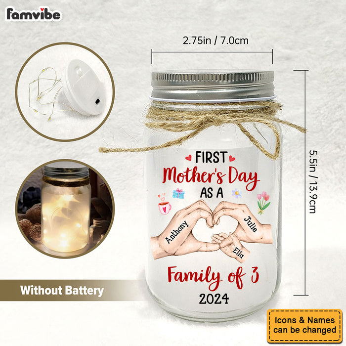 Personalized Gift For Family First Mother's Day Mason Jar Light 32232 1