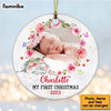 Personalized Baby's First Christmas Elephant Circle Ornament OB72 30O47 1