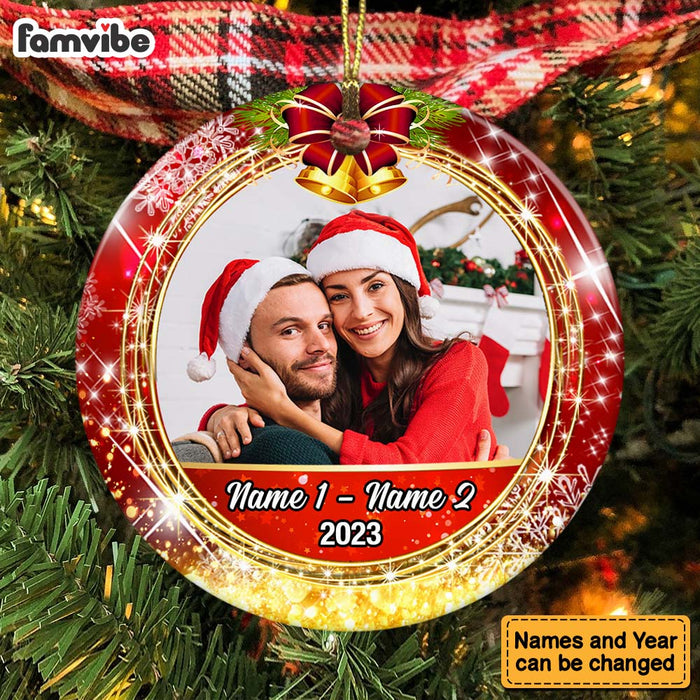 Personalized Couple Photo Christmas Circle Ornament NB132 81O47 1