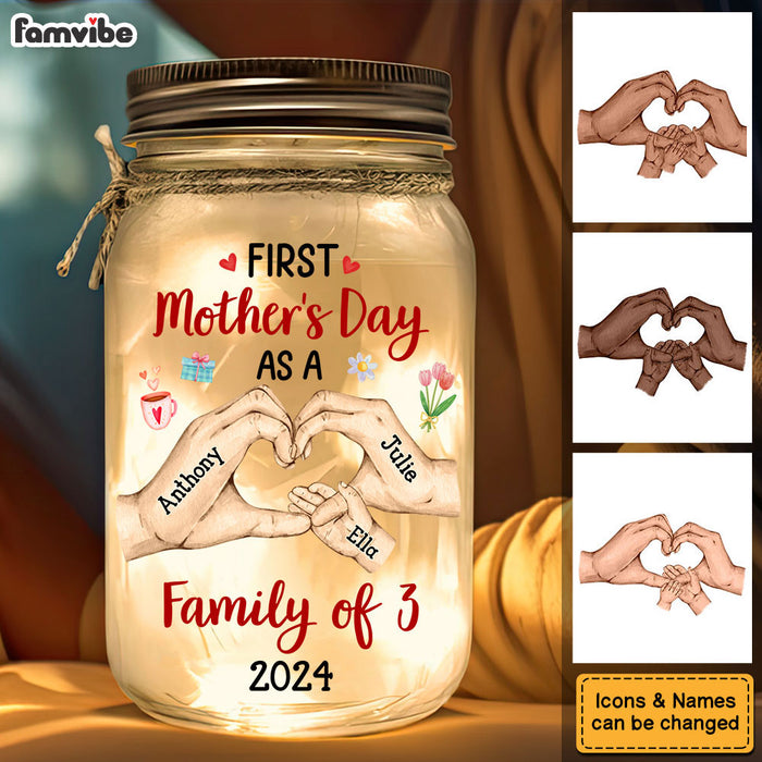 Personalized Gift For Family First Mother's Day Mason Jar Light 32232 1
