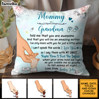Personalized  You Are Awesome Mommy Hand Holding Baby Pillow 32412 thumb 1