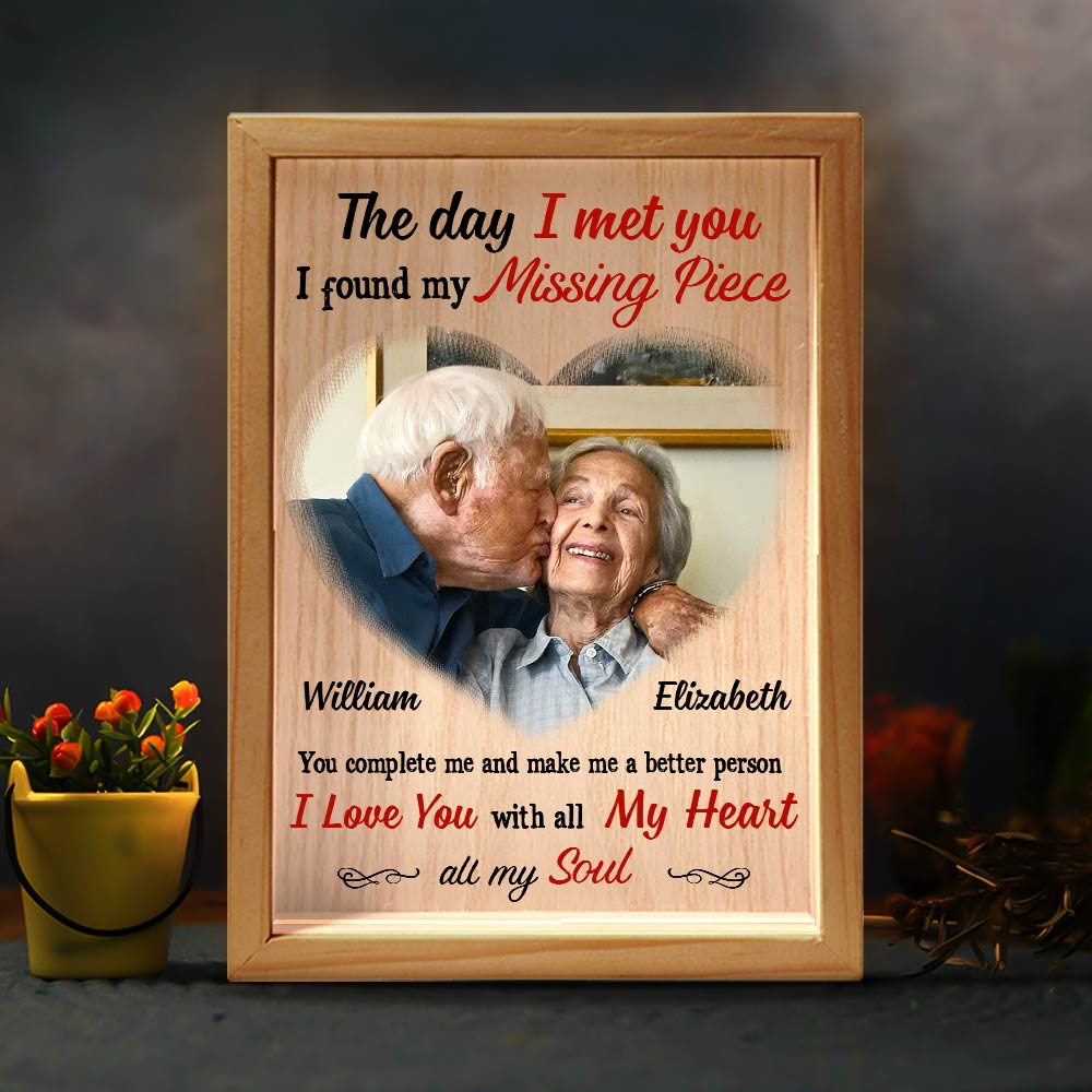 Personalized Couples Gift Upload Photo The Day I Met You Picture Frame Light Box 31298