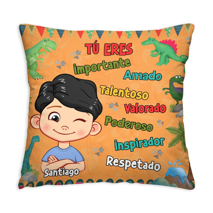Personalized  Gift For Grandson Dinosaur Theme Spanish Pillow 30732 1