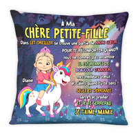 Personalized Granddaughter French Gift Ma Chère  Petite-Fille Unicorn Kid Pillow 30819 thumb 1