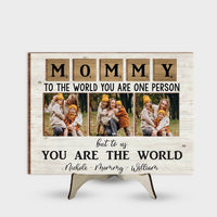 Personalized Gift For Mom You Are The Wolrd 2 Layered Separate Wooden Plaque 31959 thumb 1